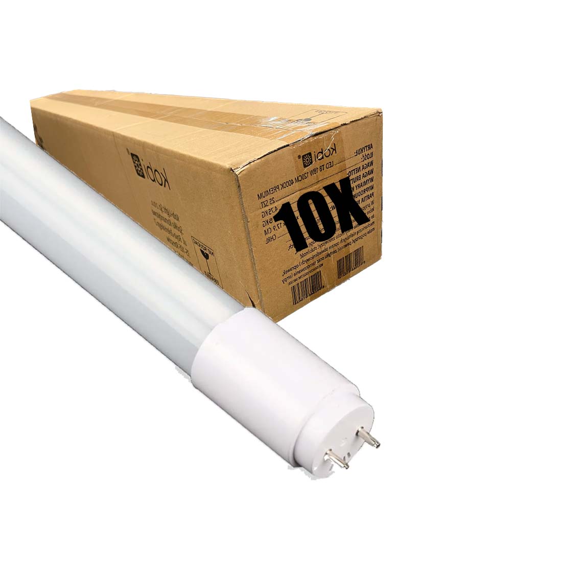 Billede af 10 stk. LED Lysstofrør - 120cm - T8 - 18W - Premium - 4000K - 2160 lm